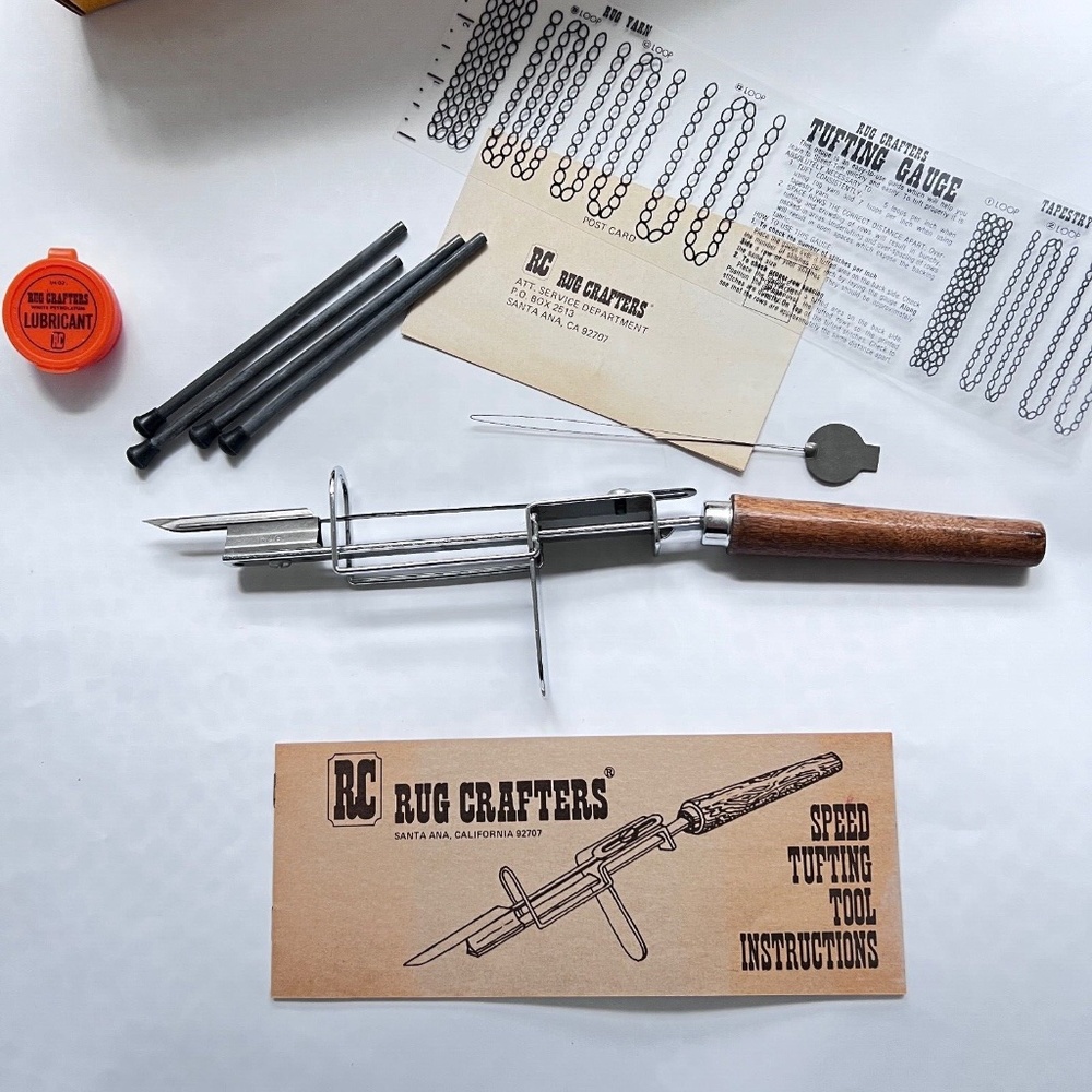 Vintage RC Rug Crafters Speed Tufting Tool w. Instruction Manual & Box Hooking